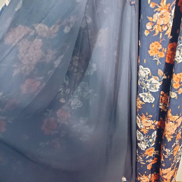 Lulu's Divine Days Navy Blue Floral Print Wrap Maxi Dress S - Picture 12 of 14